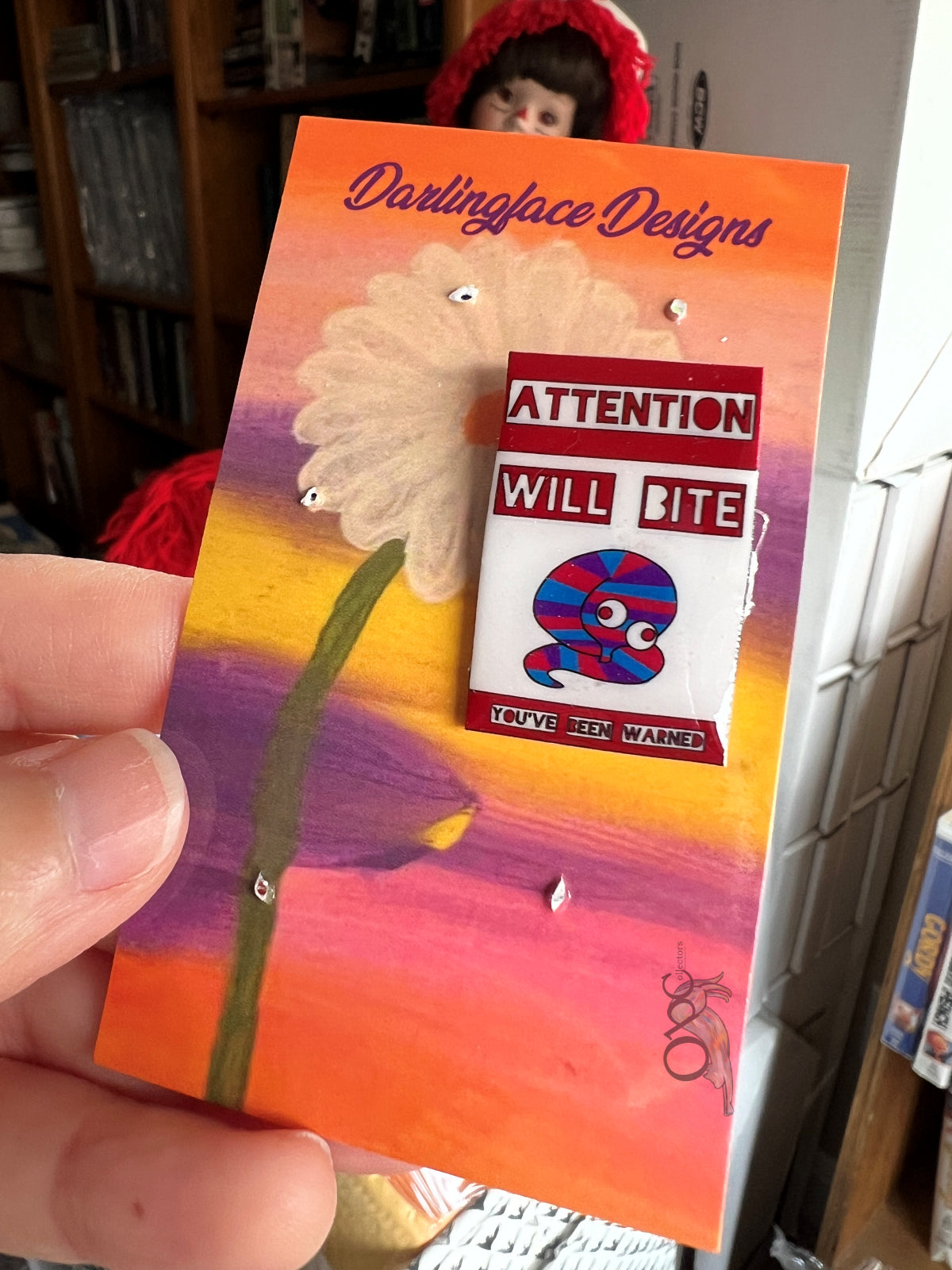 ATTENTION  Will Bite (<1") Sherbert Resin Pin One of a Kind