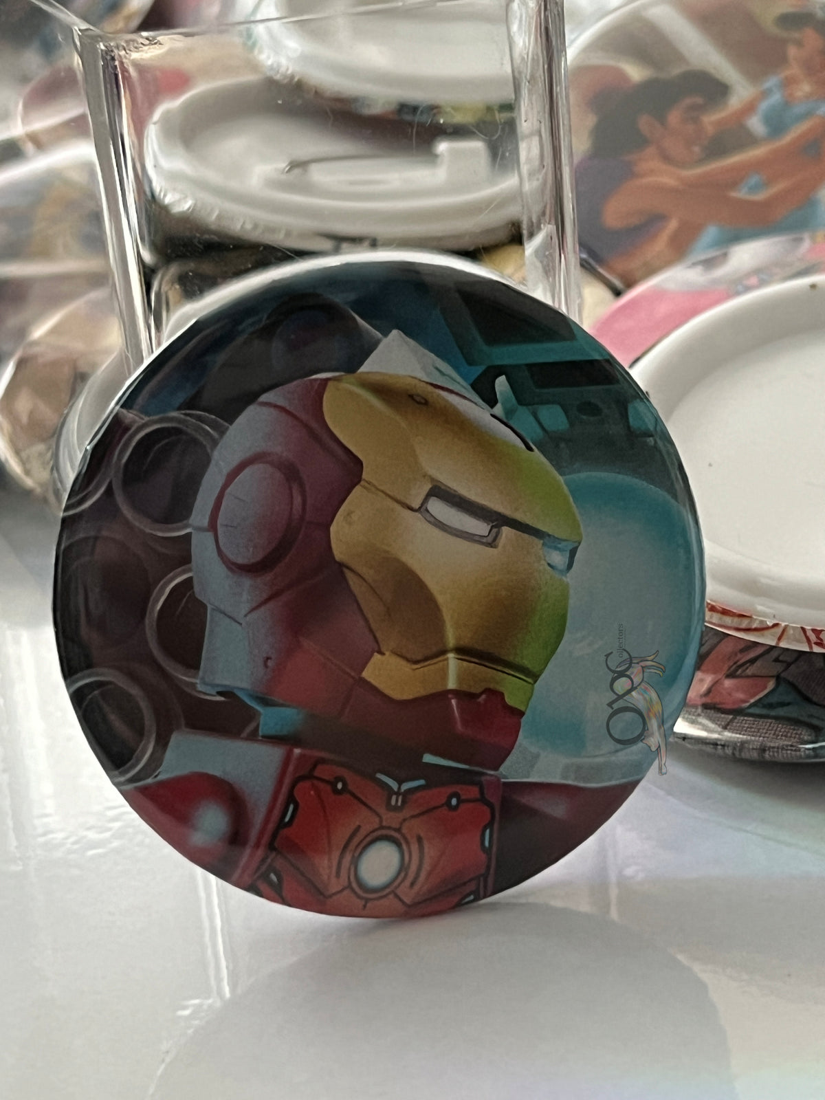 52mm Bricks to Life Man of Iron Video Game OOAK Button Pinback