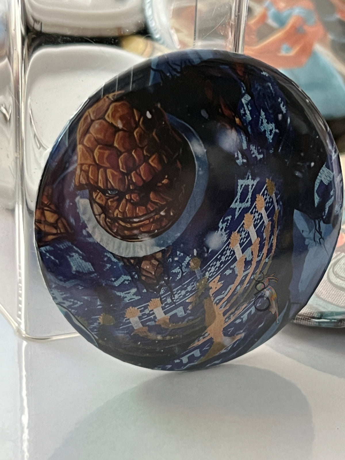 52mm Celebrating with the Thing OOAK Button Pinback