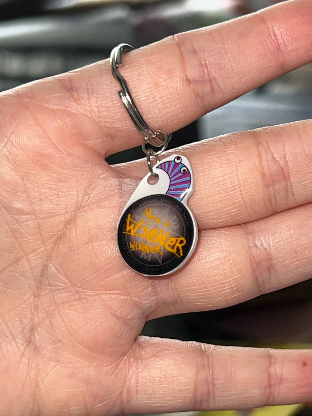 You're a Weiner..... Winner Tiny (<1") Sherbert Resin Keychain LIMITED EDITION