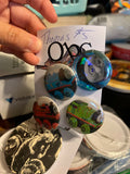 32mm 4-Pack Trains with Faces OOAK (~1.25") Button Pinback