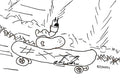 Worm on a Potatoe on a Skateboard 2.5" Sticker