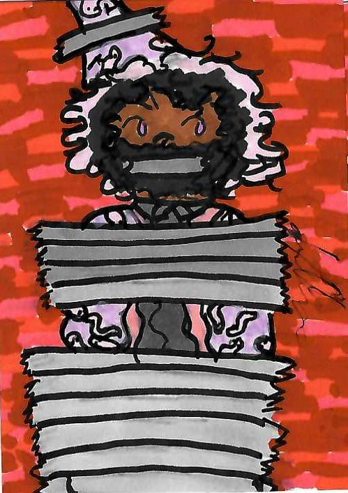 Worm Wizard Taped to Wall 3" Sticker